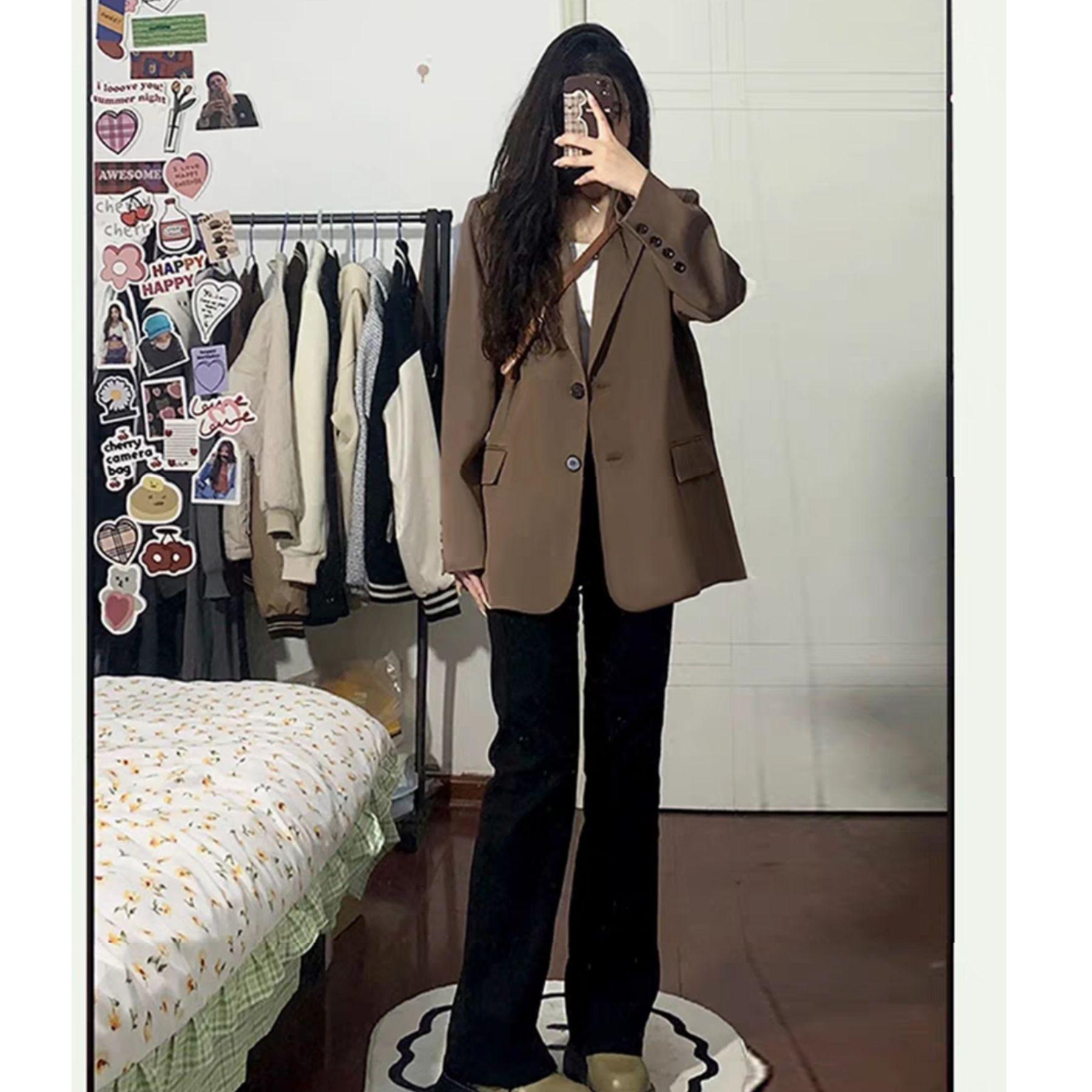 

Женский хаки в корейском стиле универсальный пиджак для миниатюрных - весенне-осенний повседневный британский вид XL, recommended for 130-140 jin хаки