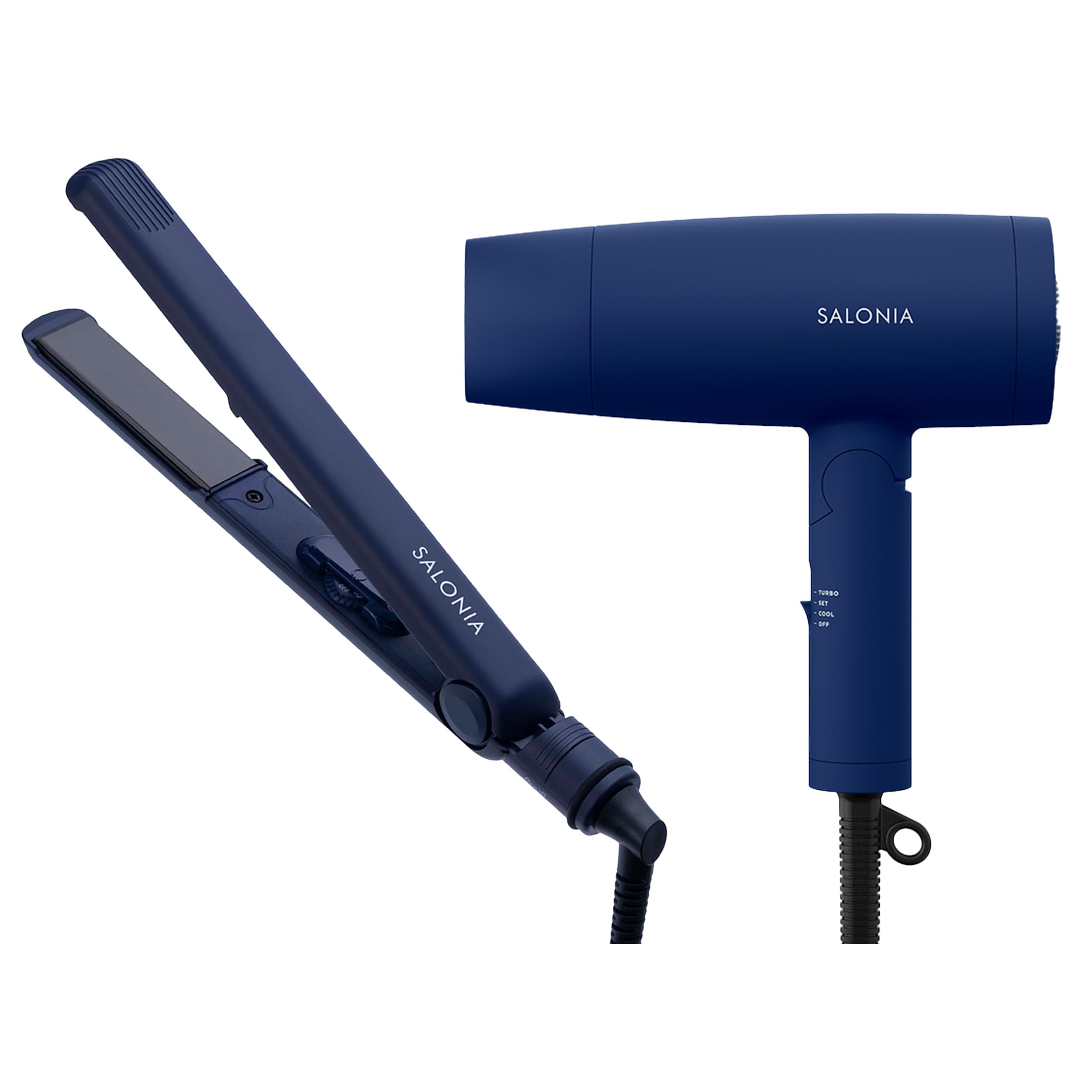 

SALONIA starter set hair dryer hair iron 24mm navy Темно-синій