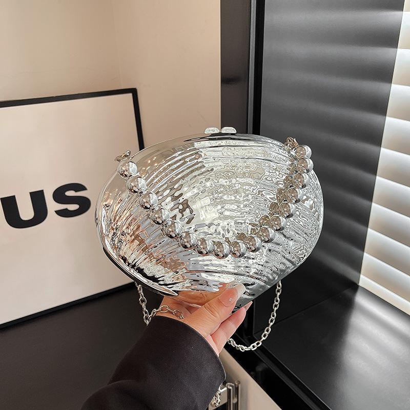 2025 Women's New Style Single-Shoulder Crossbody Bag Irregular Shell Acrylic Bag Fashion Wedding Dinner Clutch