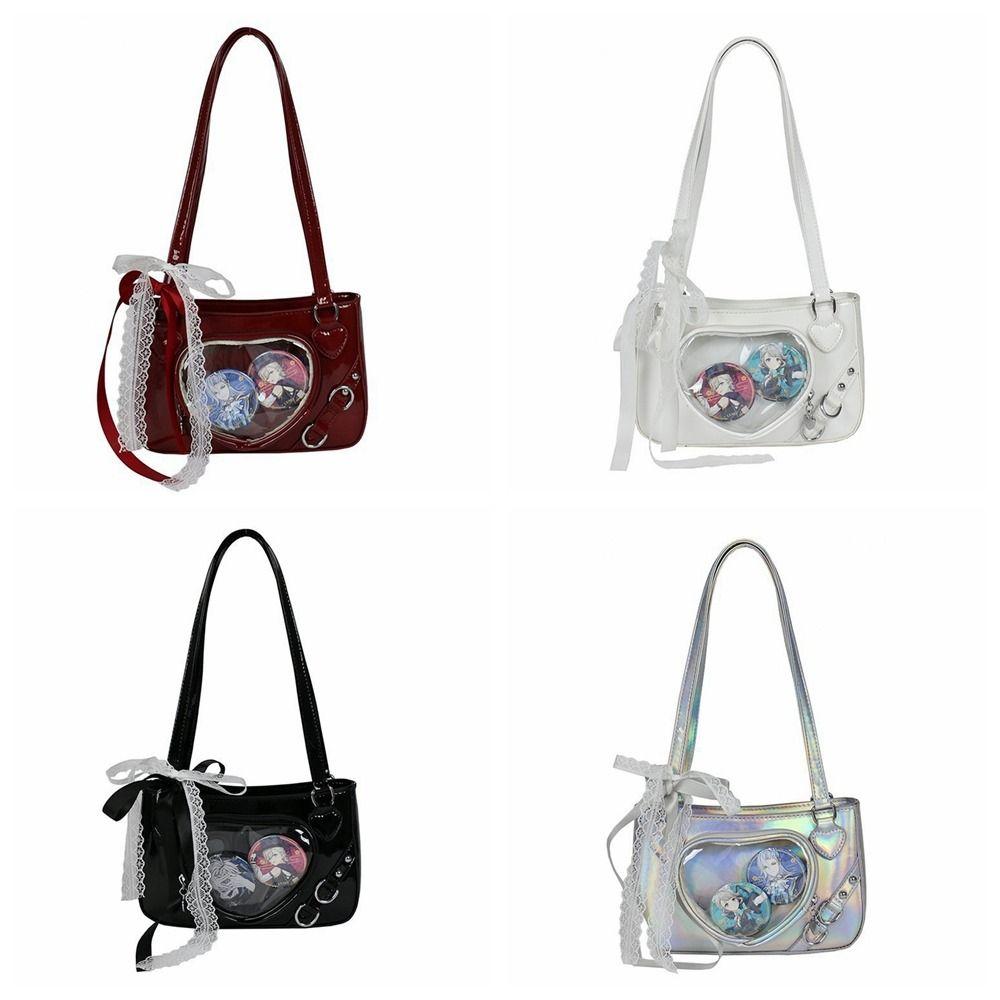JK Transparent Love Itabag Zipper Bag Lace Crossbody Bag Portable Kawaii Shoulder Bag Gift