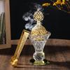 Arabic Incense Burner Glass Desktop Incense Holder with Lid Hollow