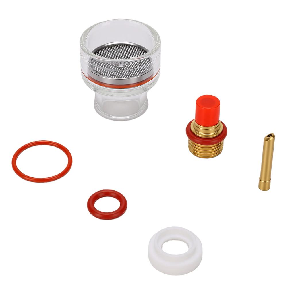 Welding Cup Kit Fit for WP 17 18 26 Torch Glass Gas Lens Ceramic Gasket Brass Collet Silicone Rings 1Celsius16 Inch 1.6mm
