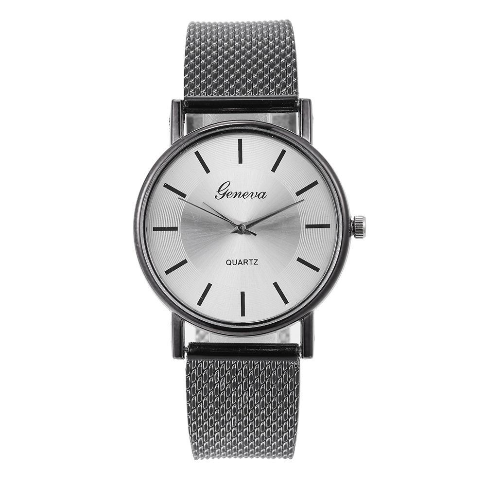 Fashionable Unisex Quartz Wristwatch Couple Watch With Decorative Features Model 28035 Mesh Strap