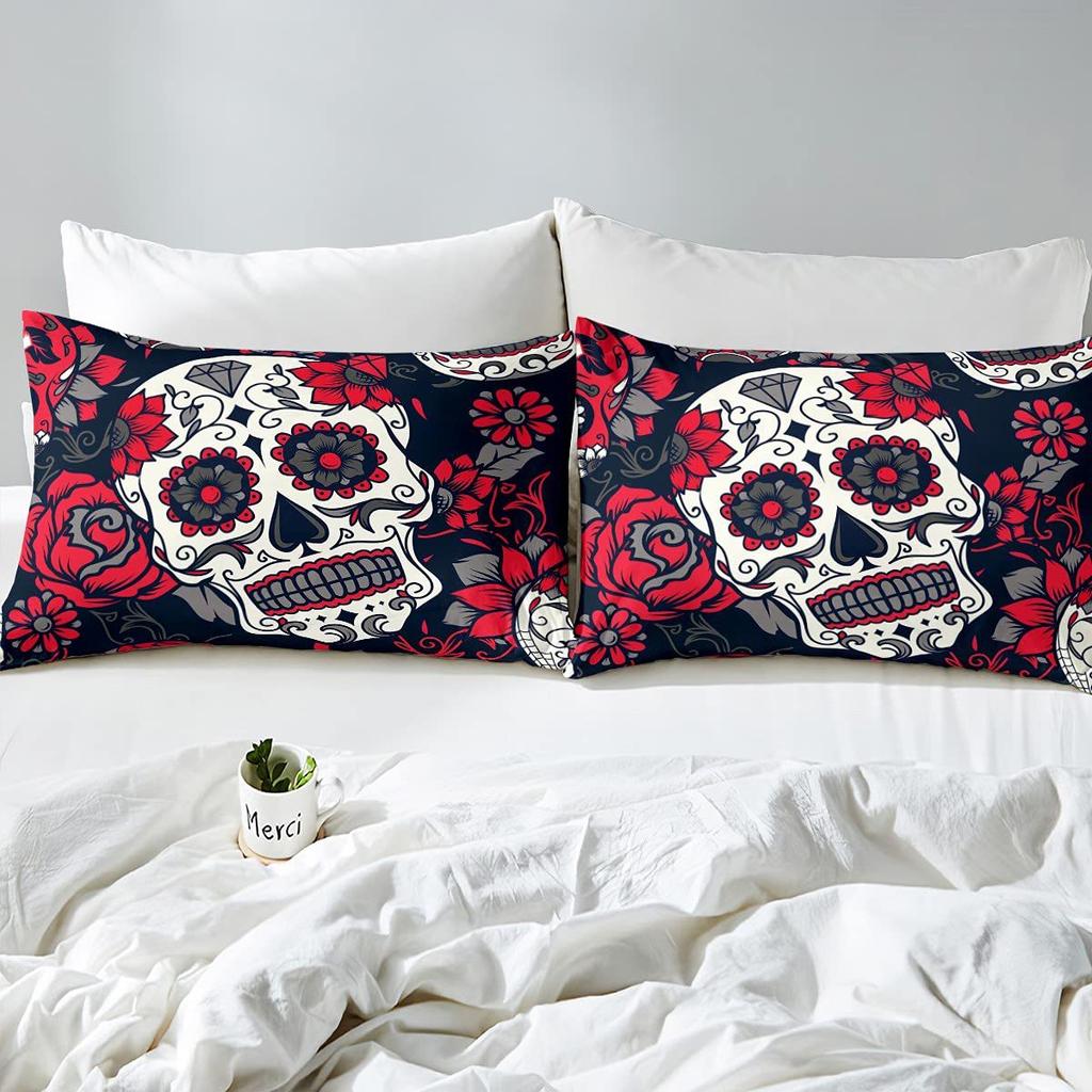 Gothic Skull Flower Three-Piece Digital Printing Bedding