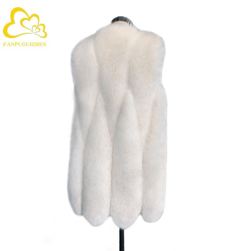 Strength Autumn and Winter New Imitation Raccoon Hair Big Water Drop Fur Vest Medium and Long White Vest