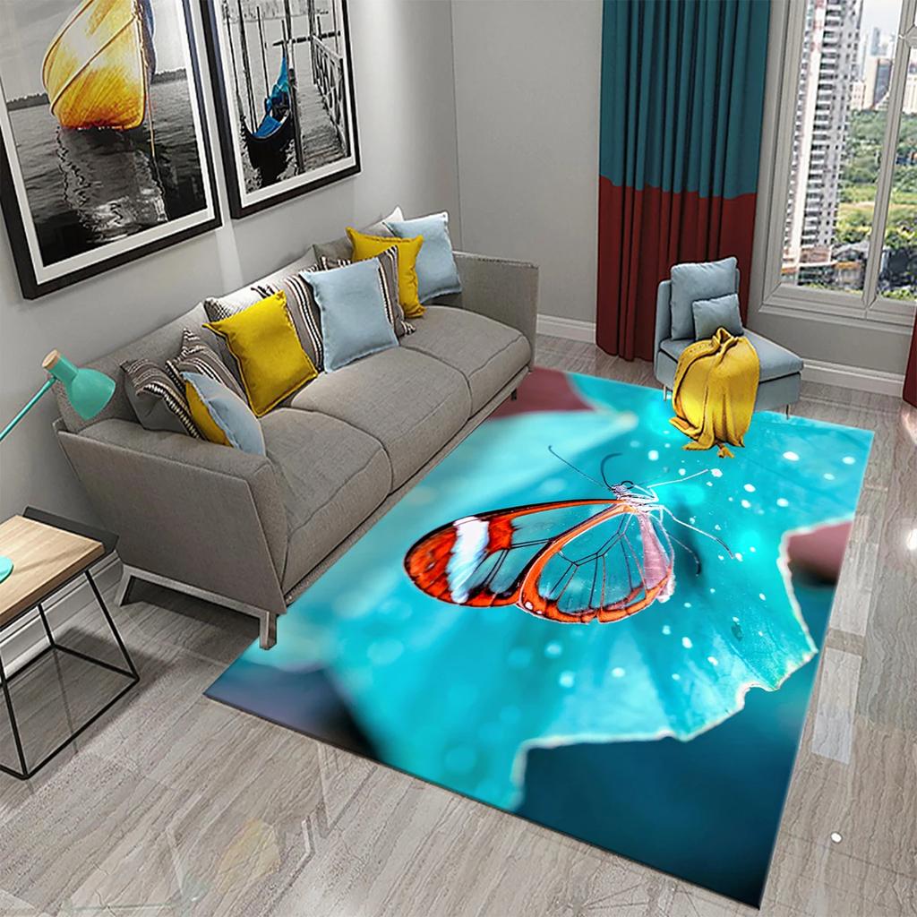 3D Colorful Butterfly Flower Carpet Entrance Door Mat Indoor Carpets Bedroom Decor Living Room Floor Mats Bathroom Non-slip Rug