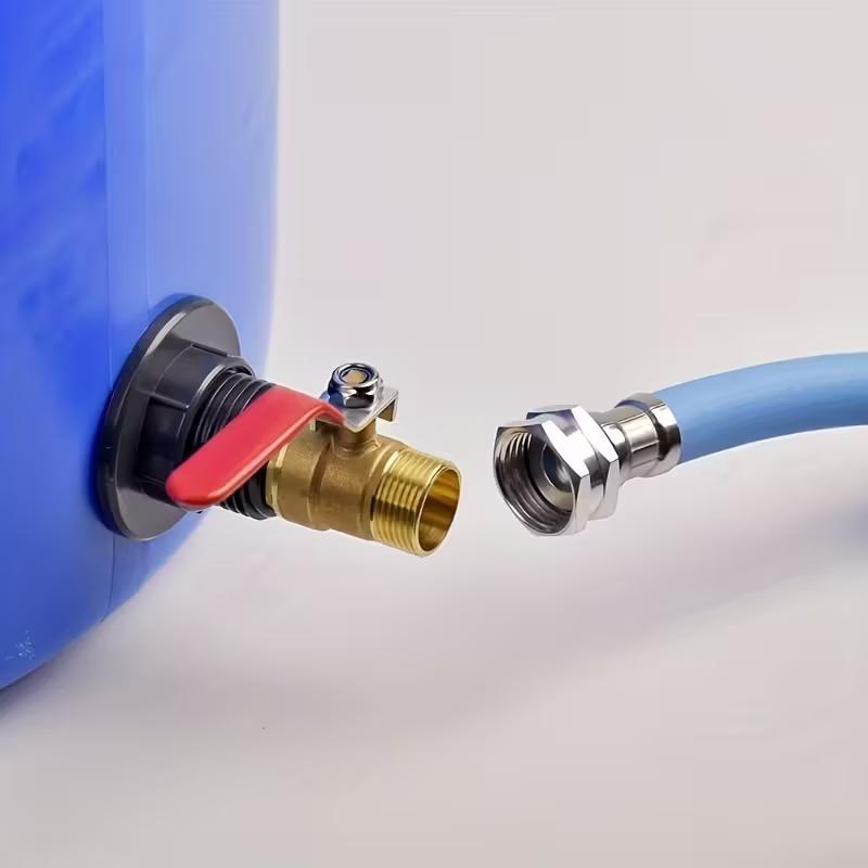 1 st stor PVC-avloppsadapter, hållbar regntunnekoppling, utrustad med mässingskulventil, akvariedelar