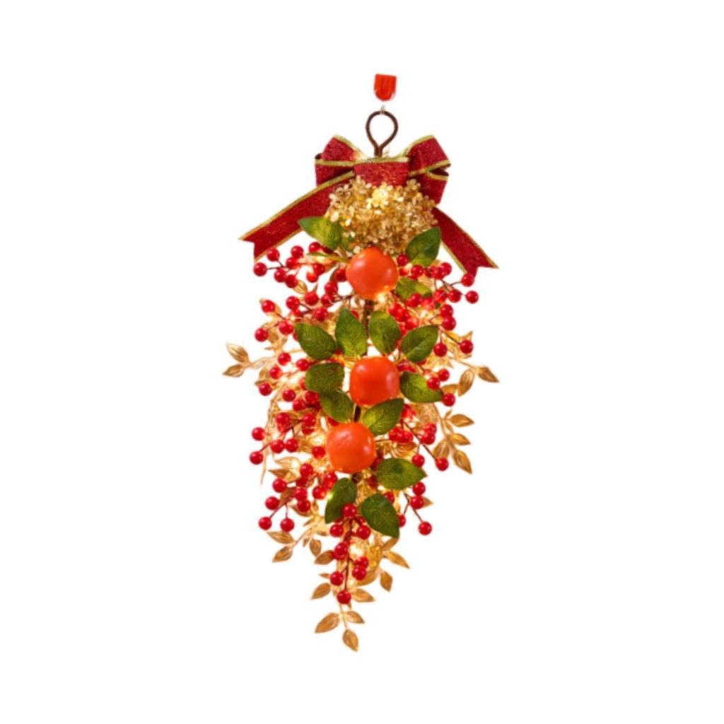 Chinese New Year's Blessing Wreath 2026 Crafting Berry Garland Spring Festival Hanging Ornament for Home Fireplace Restaurant