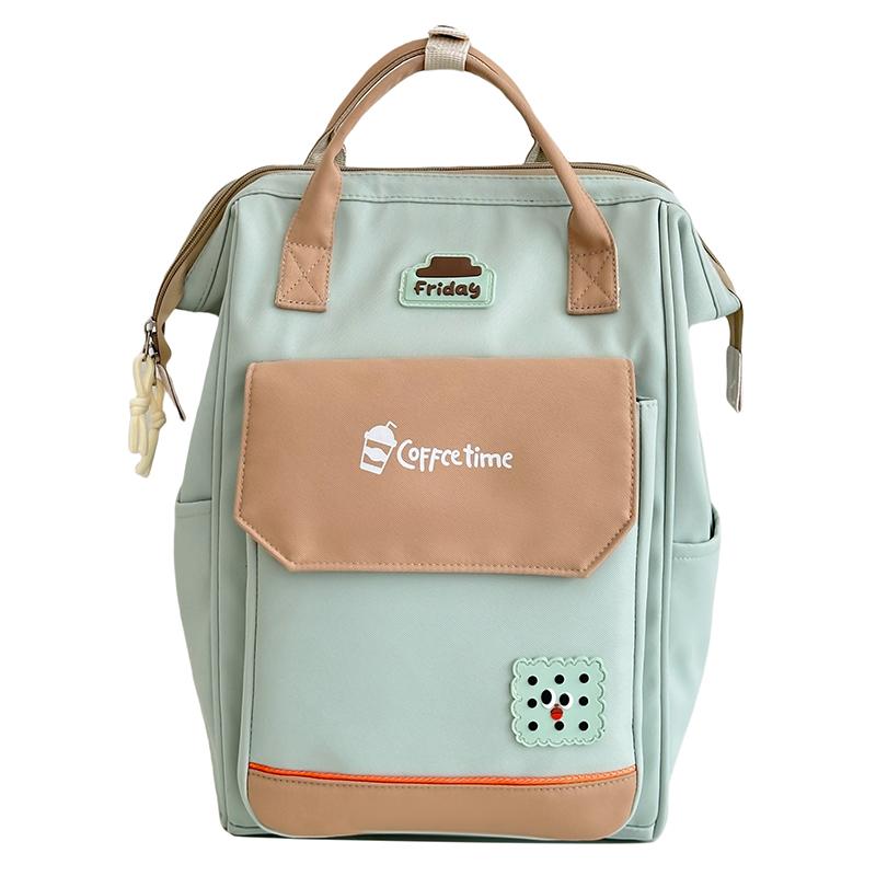 

Large Capacity Campus Backpack Student Schoolbag Women s Color Contrast Backpack зелений