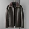 New fur integrated men's leather jacket lapel thickened and thickened large size leather jacket casual dad leather jacket