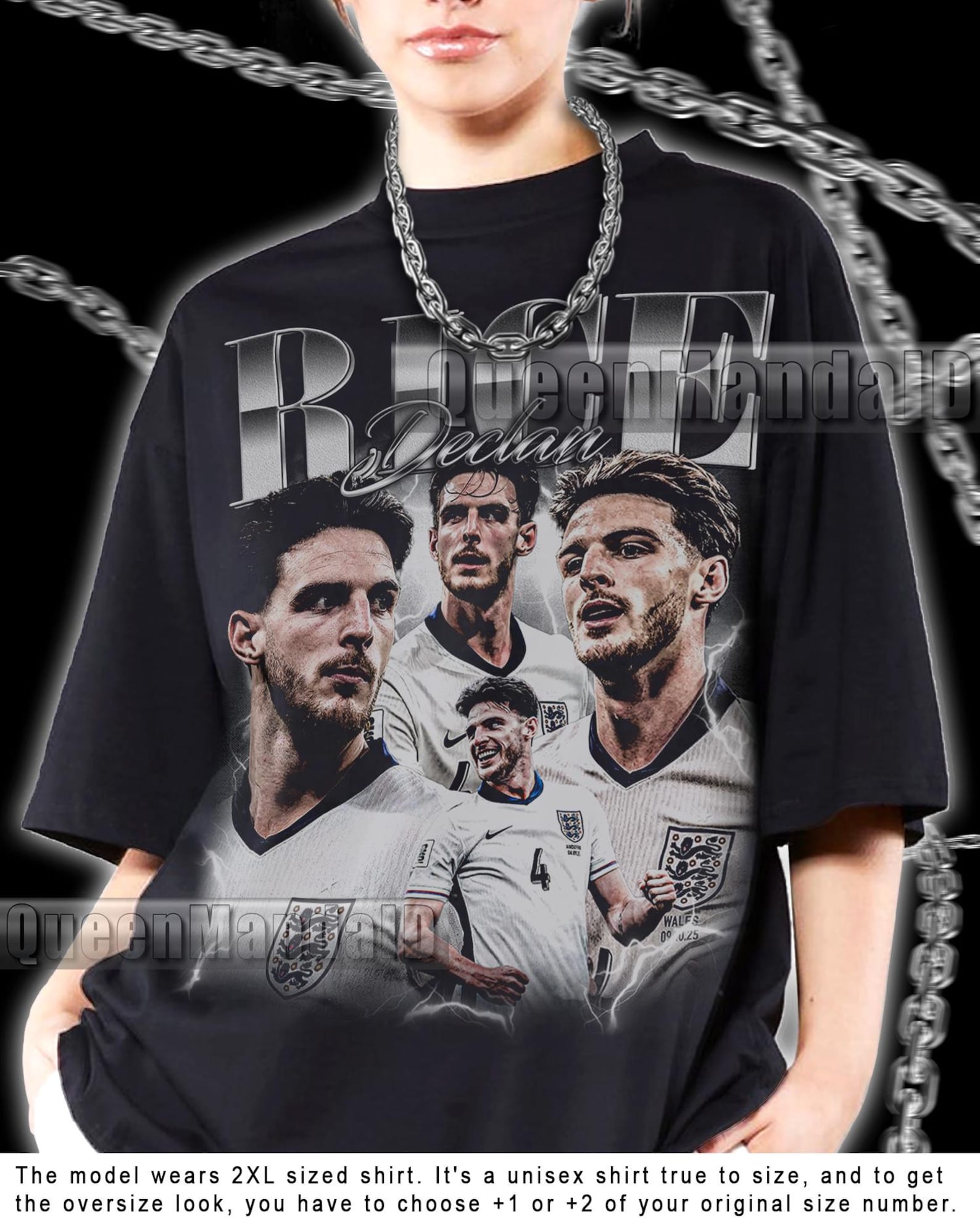 Declan Rice Shirt 90s Retro Soccer Fan T-Shirt, Unisex Bootleg Style Tee KUS122 S
