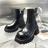 High-heeled short boots women's boots thick-soled autumn and winter new velvet thick-heeled small height-increasing Martin boots