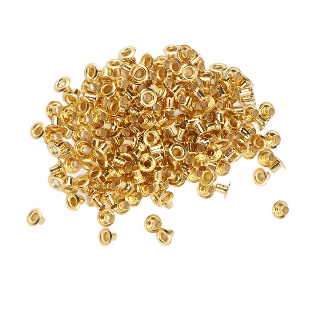 500pcs Through Hole Design Grommets Kit Gold Tone Metal Eyelets Tiny Hollow Rivets For DIY Project