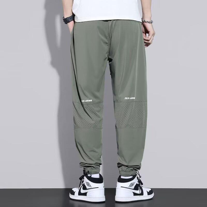 Men's summer thin loose leggings trendy Harlan pants Tencel trendy casual nine-point pants
