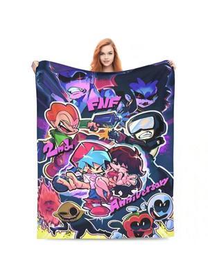 FNF Bad Time Trio Friday Night Funkin Fleece Throw Blanket Blankets For Home Couch Soft Bedroom Quilt