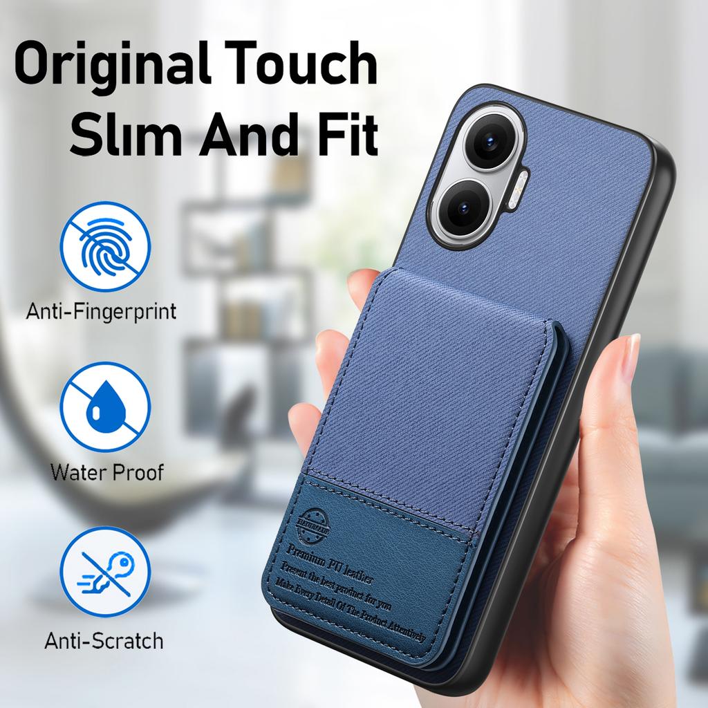 For Xiaomi Redmi Turbo 4 Pro 5G Case Cloth Texture Leather+PC+TPU RFID Blocking Phone Cover with Card Holder