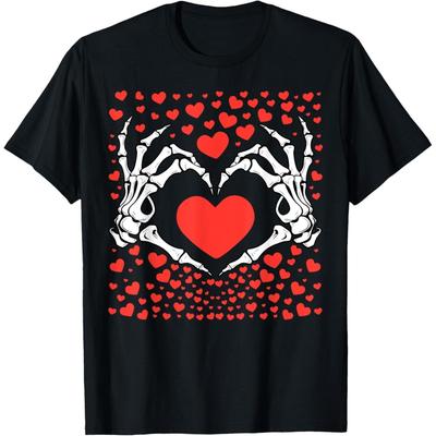 Valentines Day Funny Skeleton Hand Heart Unisex Boys Girls Kids Unisex T Shirt