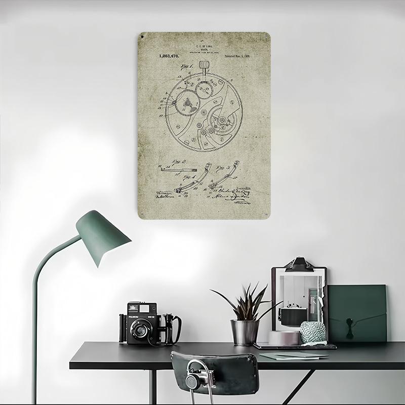1918 Watch -Patent Drawing Metal Poster Customized Wall Art Retro Vintage Tinplate Signs for Man Cave Home Decor Accessories