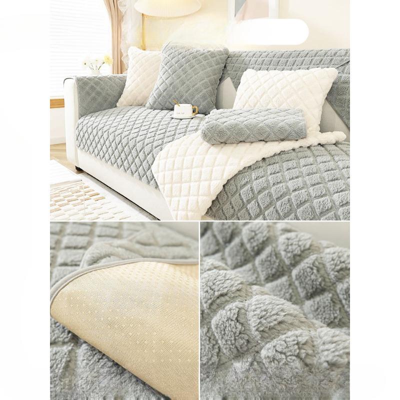 Winter Sofa Cushion Thickened Non-Slip Lambswool Seat Cover Furry Sofa Towel Cover Cloth High-Grade