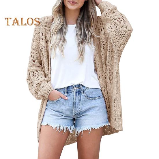 

Женское трикотажное пальто с открытыми плечами, свободный кардиган с длинным рукавом из чистого трикотажа средней длины, свободная эластичная куртка на весну и осень S хаки