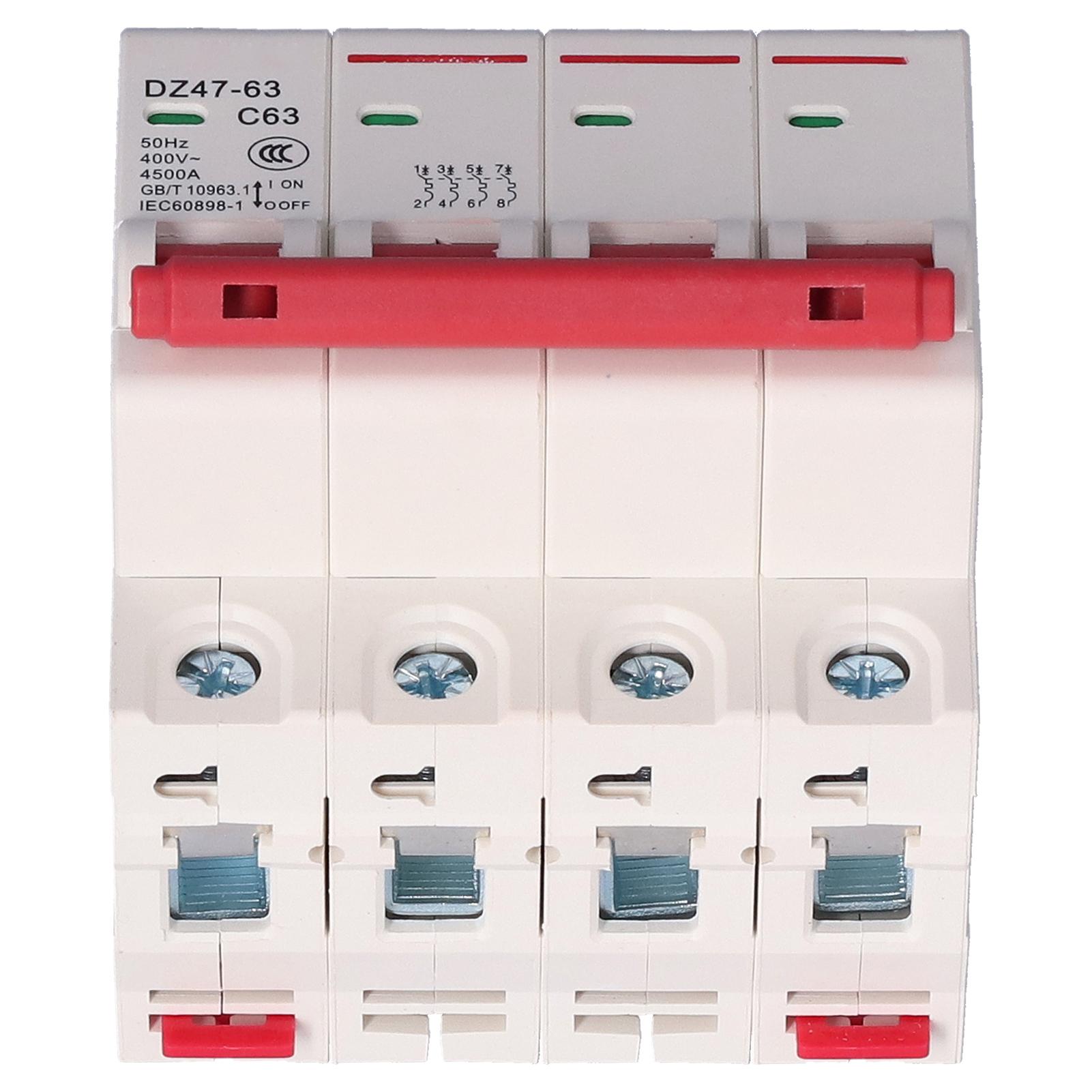 

Автоматичний вимикач 4P Міні повітряний вимикач MCB Перевантаження Короткий захист 400В для побутового 63А