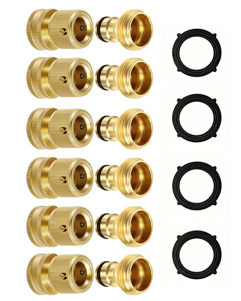 Quick Connect Hose Fittings 3/4" GHT - Solid Brass Garden Hose Connectors, No-Leak Design & Universal Fit for Instant Connection (2 Sets)