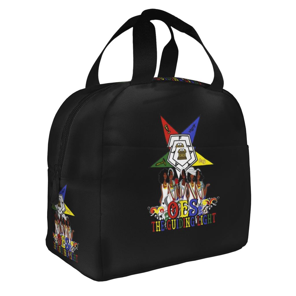 Order Of The Eastern Star Logo Thermal Insulated Lunch Bags Women  Portable Lunch Container for School Multifunction Food Box