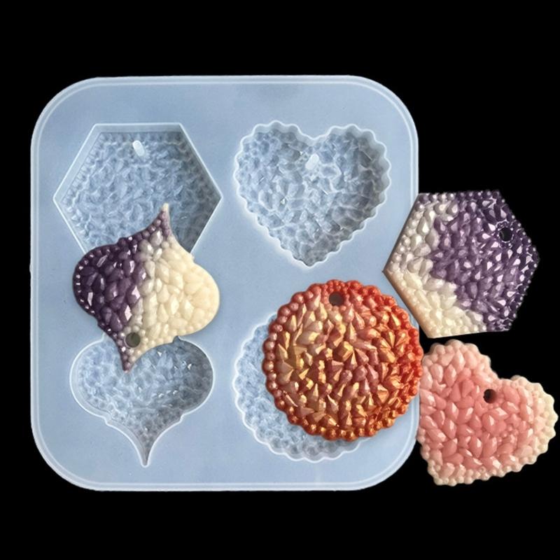 Heart Pentagon Gypsum Silicone Mold Solid Aromathe Handmade Soap Pendant Ornament Mold Diy Round Plaster Listing Mold