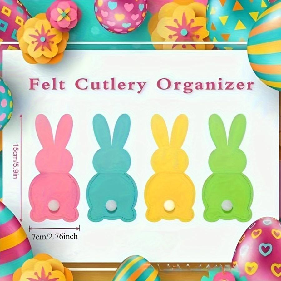 8/16PCS Easter Rabbit Shaped Cutlery Set, Felt Table Decoration, Easter Knife and Fork Bag, Cutlery Bag, Knife and Fork Storage