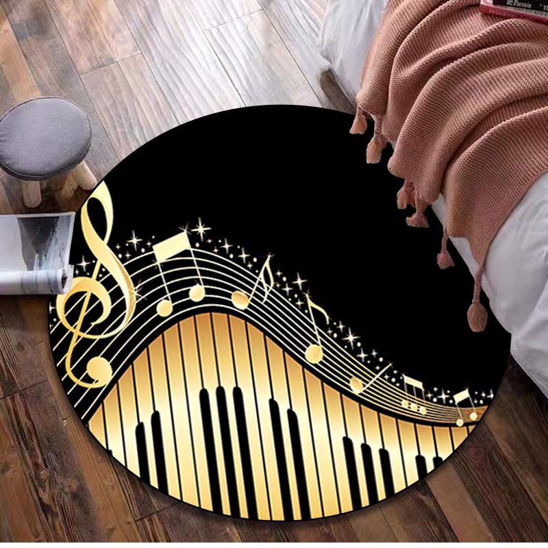 1Pc Staff music Circular Print Rug - home decoration Carpet For Living Room Bedroom Flooring Computer Chair Area Rug