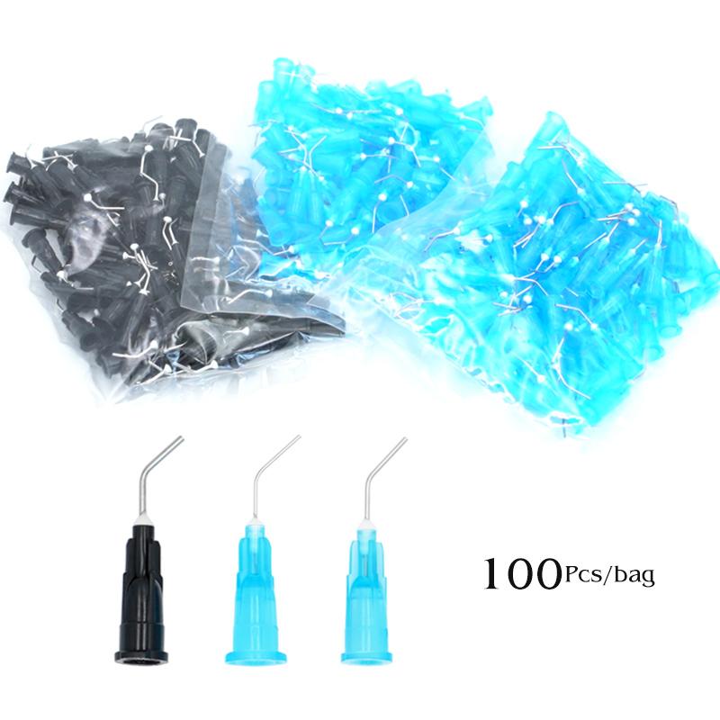Binchi Health Electronics 100Pcs Dental Irrigation Bent Needle Tips 22/25G For Sealant Etchant Composite Resin Acid Reagent Delivery Syringe