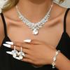 Populaire Collier Chaîne Clavicule Bracelet Type Goutte d'Eau Strass Cristal Plein de Diamants Ensemble Trois Pièces
