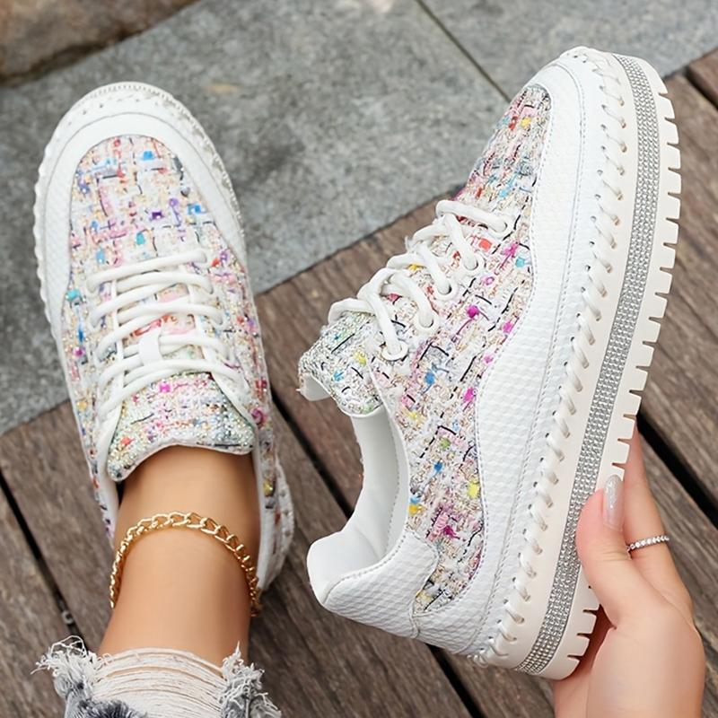 Mode Mode Bunt Schnür-Plateau Damen Boardshoets 2024 Neu Rutschfeste Dicke Sohle Schuhe Große Größe 45 Paar Vulkanisierte Schuhe