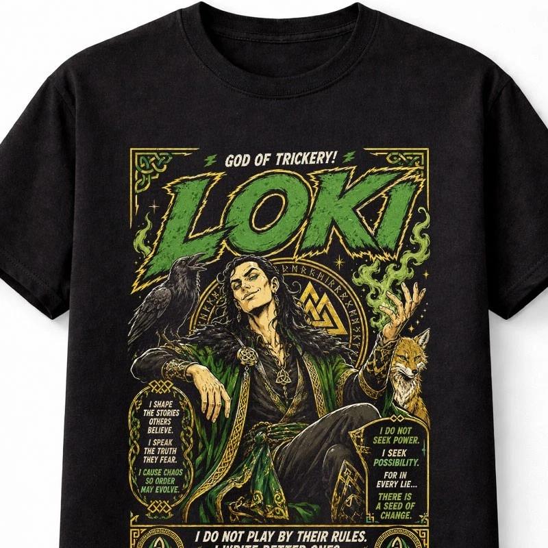 Loki God of Mischief Norse Mythology Asgard Raven Unisex TShirt S