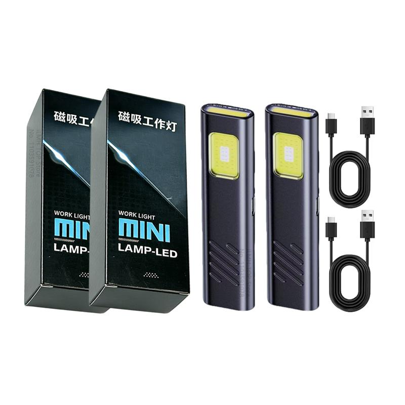 Security Rechargeable Flashlight, Magnetic Work Light, USB C Pocket Torch with Clip, Mini LED Emergency High Power Warning Light