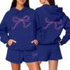 Women's Fashion Casual Long Sleeve Shorts Sports Round Neck Sweatshirt Set