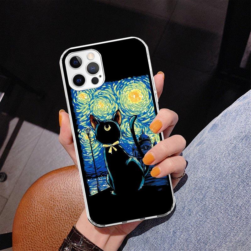 Black Cat Cartoon Cute Phone Case For iPhone 17 Air 16 Pro Max 16E 15 + 14 Plus 11 12 13 Mini 7 8 SE Gift Print Cover Fundas 17