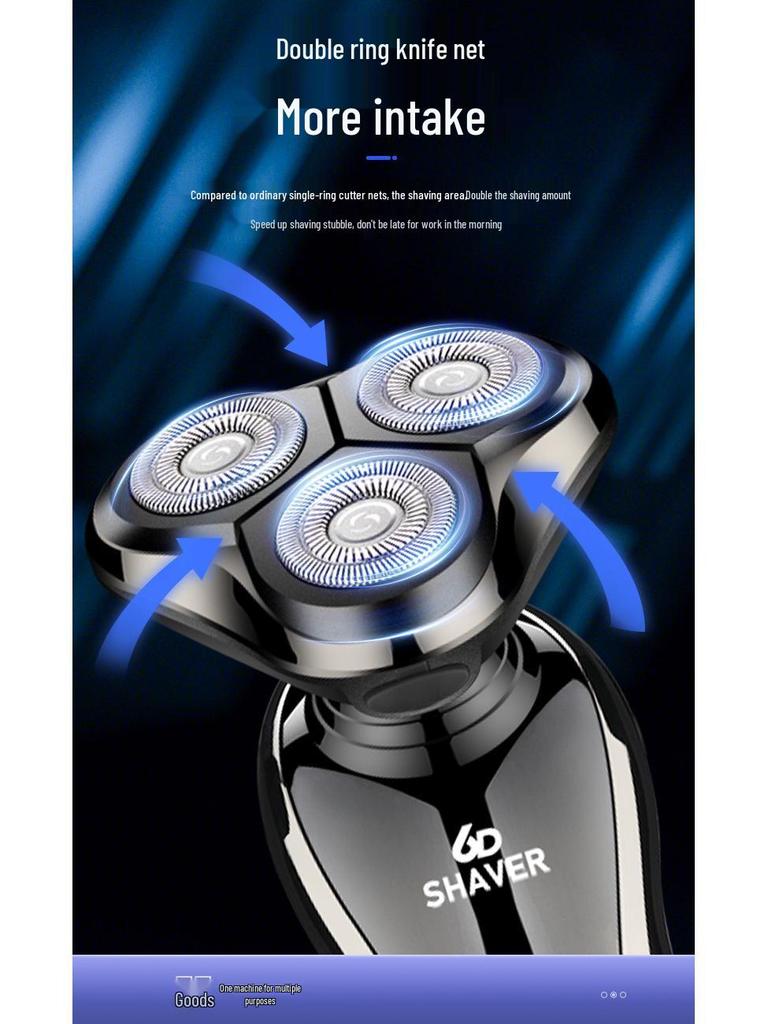 German Triple-Head LCD Digital Shaver: Washable 3-in-1 Hair Clipper, Nose Trimmer, Electric Shaver.