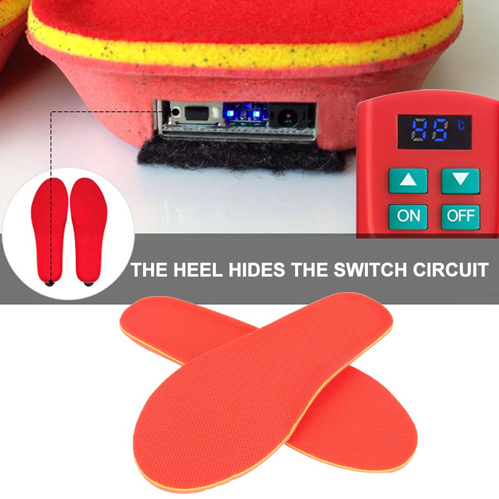 USB Heated Shoe Insoles Foot Warming Pad Mat Heating Insoles for Outdoor Sports RedAU Plug 220V