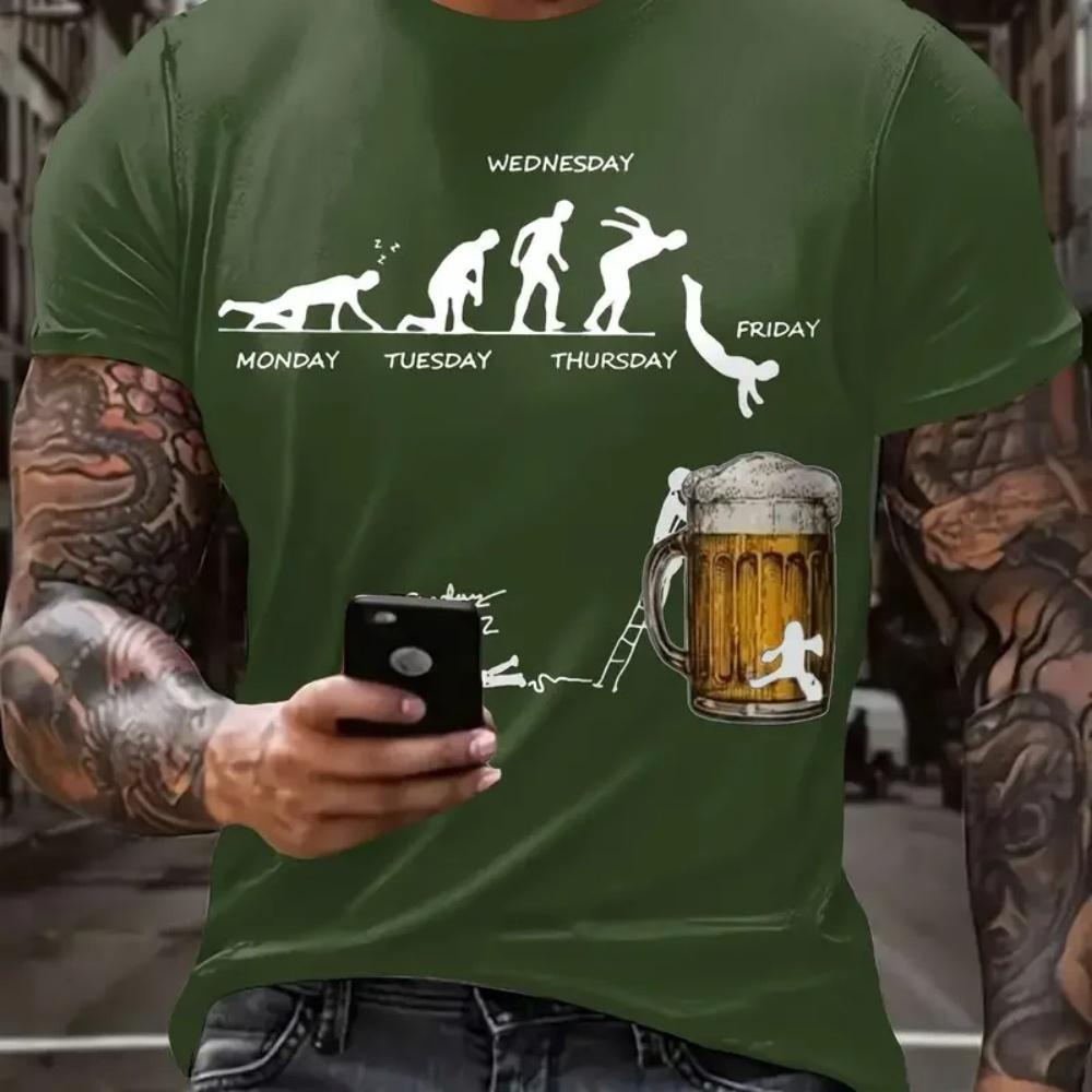 Beer 3D Printed Men s Top Fashion Oversized Men Short Sleeved Trend Breathable Men s T-Shirt Casual Simple O-Neck Men s Clothing S