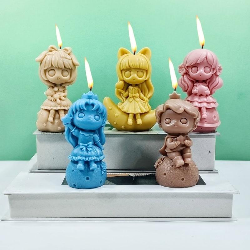 Princess Doll Candle Mold Silicone Gypsum Molds Desktop Decorations Handmade Scented Candle Making Wax Resin Soap Mould