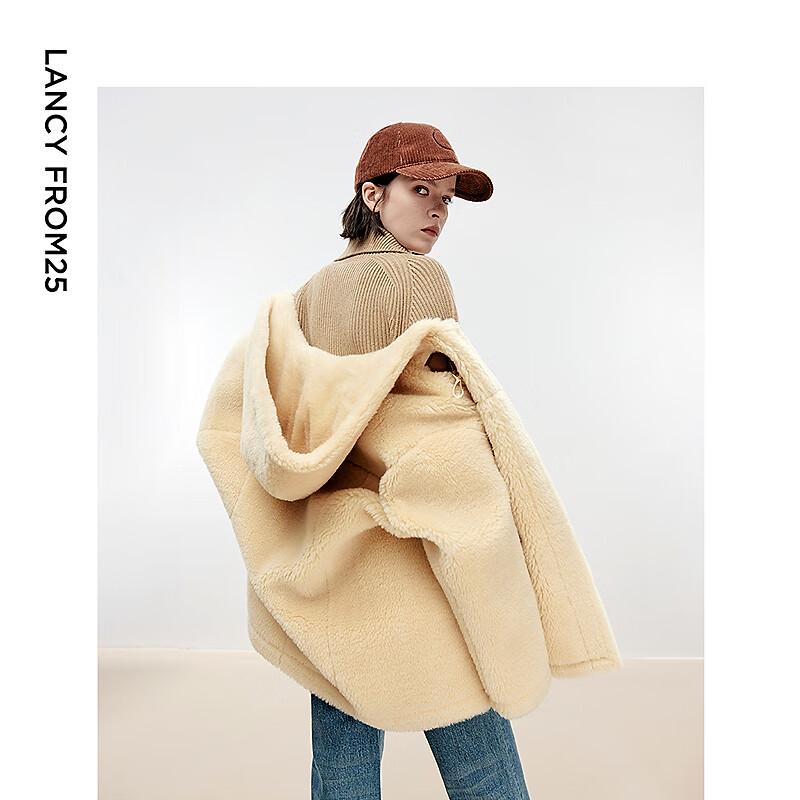 EiLEEN ELITEE Women's Pure Wool Faux Fur Particle Coat