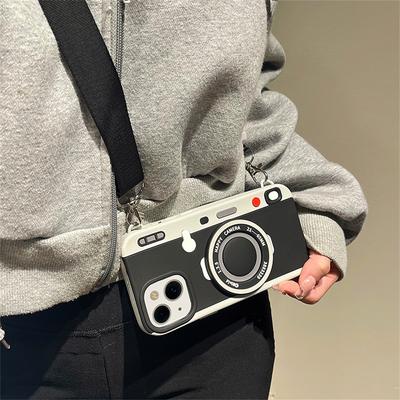Ins Luxus 3d Kamera Crossbody Lanyard Seil Telefon Fall Für Iphone 14 13 12 11 Pro Max Nette Silikon stoßfest Soft Cover Funda