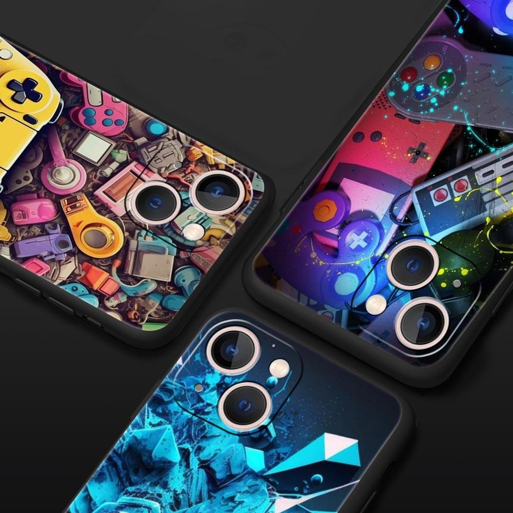 Game Controller Graphic Phone Case For iPhone 17 16 15 Pro Max 11 12 13 14 7 8 Plus SE 2020 X XR XS Cover Soft Black