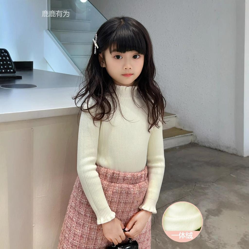 Kids Thickened One Piece Fleece Half Turtleneck Knit Sweater Anti Pilling Warm Base Layer Stylish Inner Wear Children Clothing