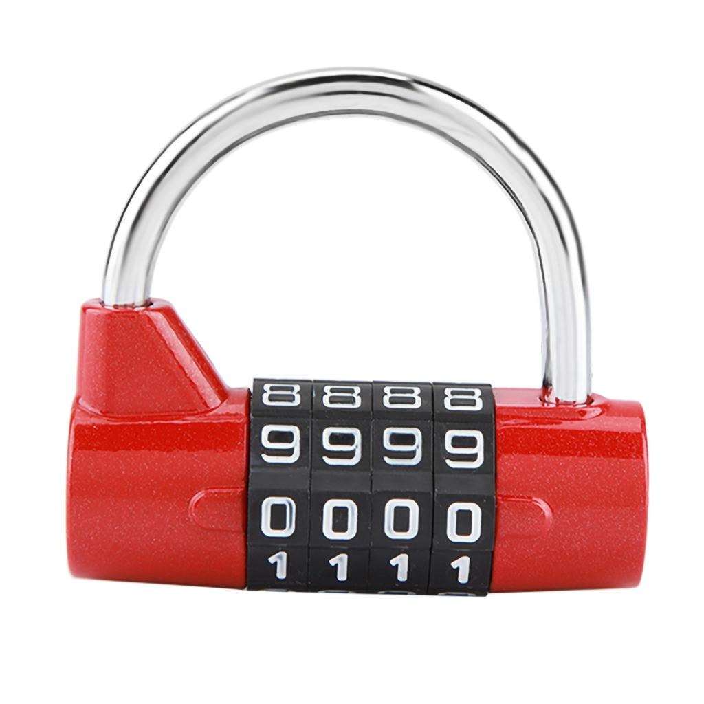 4 Dial Digit Code Combination Padlock Travel Suitcase Gym Locker Security Password Lock Red