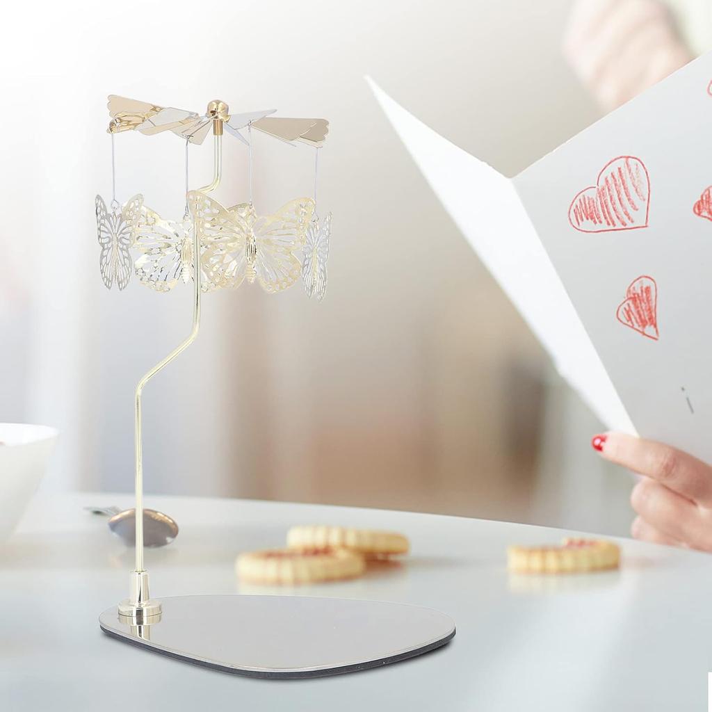 Round Triangular Tray Rotating Candlestick Scented Candle Romantic Revolving Lantern Creative Table Rotating Candle Holder, Spinning Candle Holder