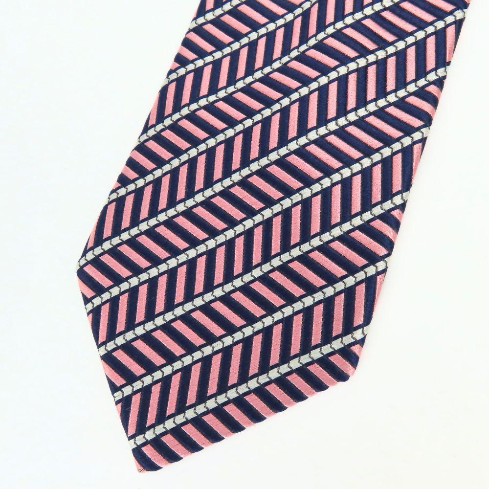 Used Dunhill tie silk pink Navy business