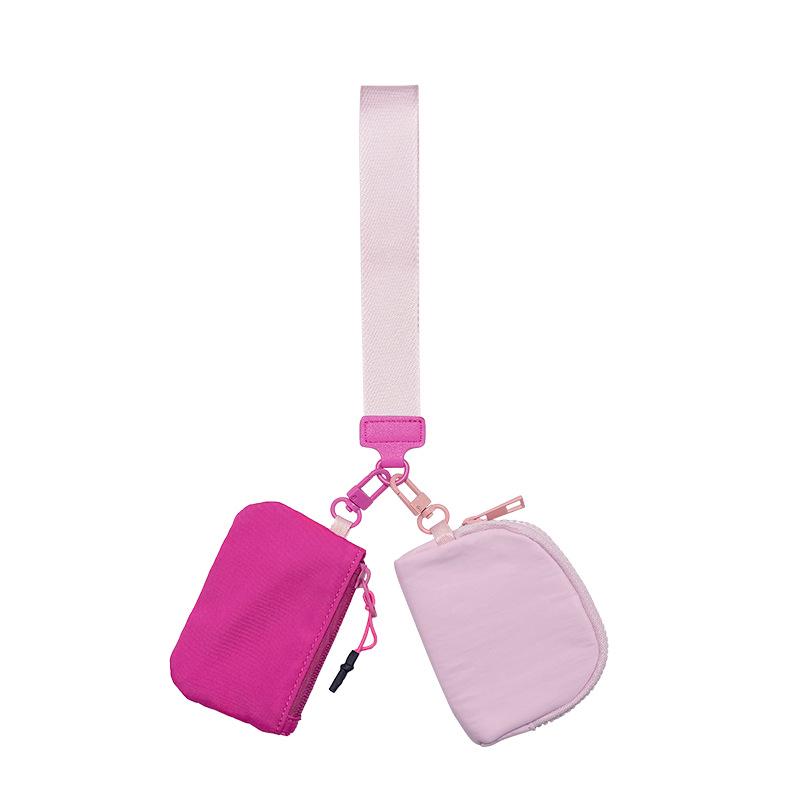 Lulu Multifunctional Waterproof Nylon Wrist Bag: Stylish Double-Pocket Coin, Card Purse & Key Chain.