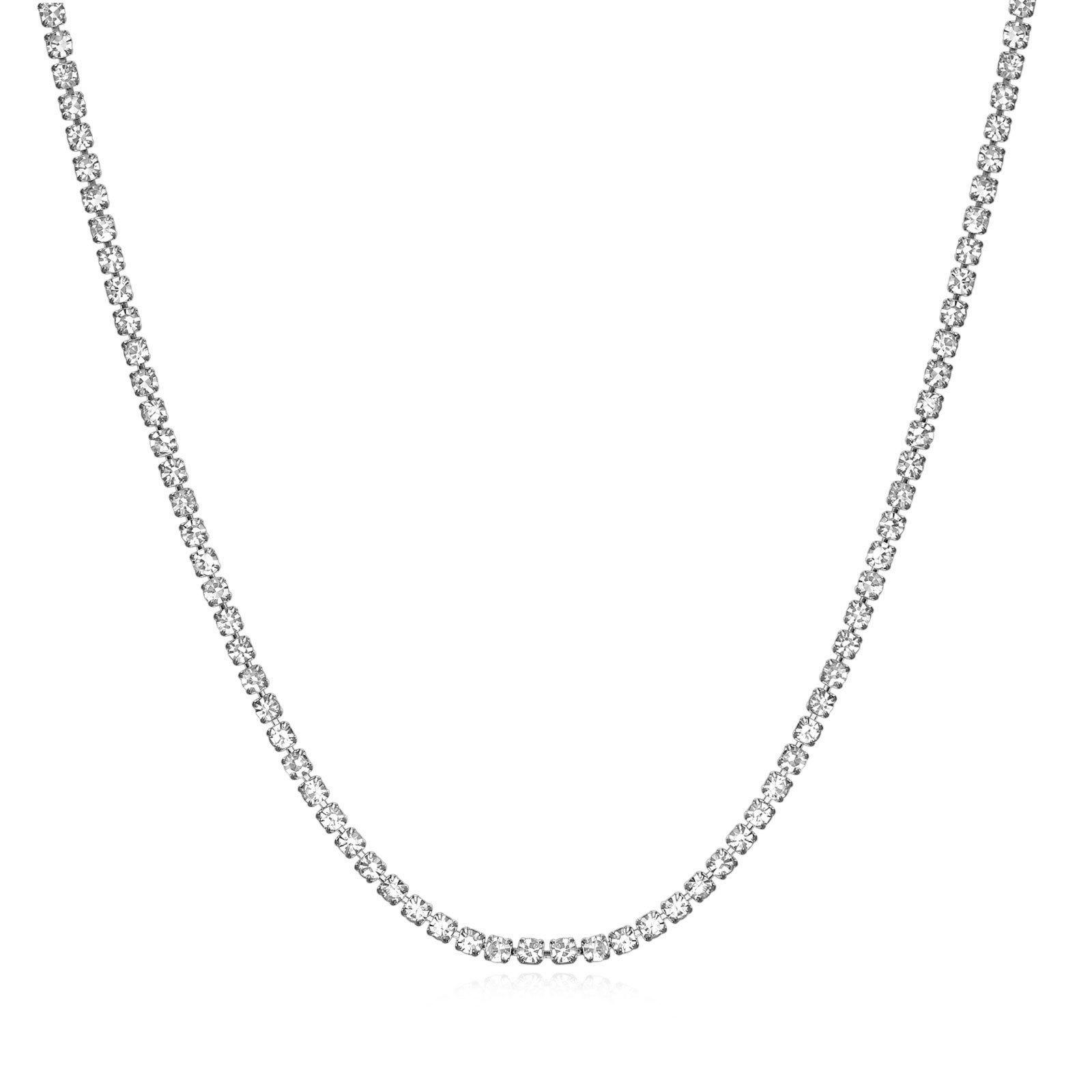 European  American Zircon Tennis Chain Necklace - 3MM Copper, Fashionable  Versatile Collarbone Jewelry for Women